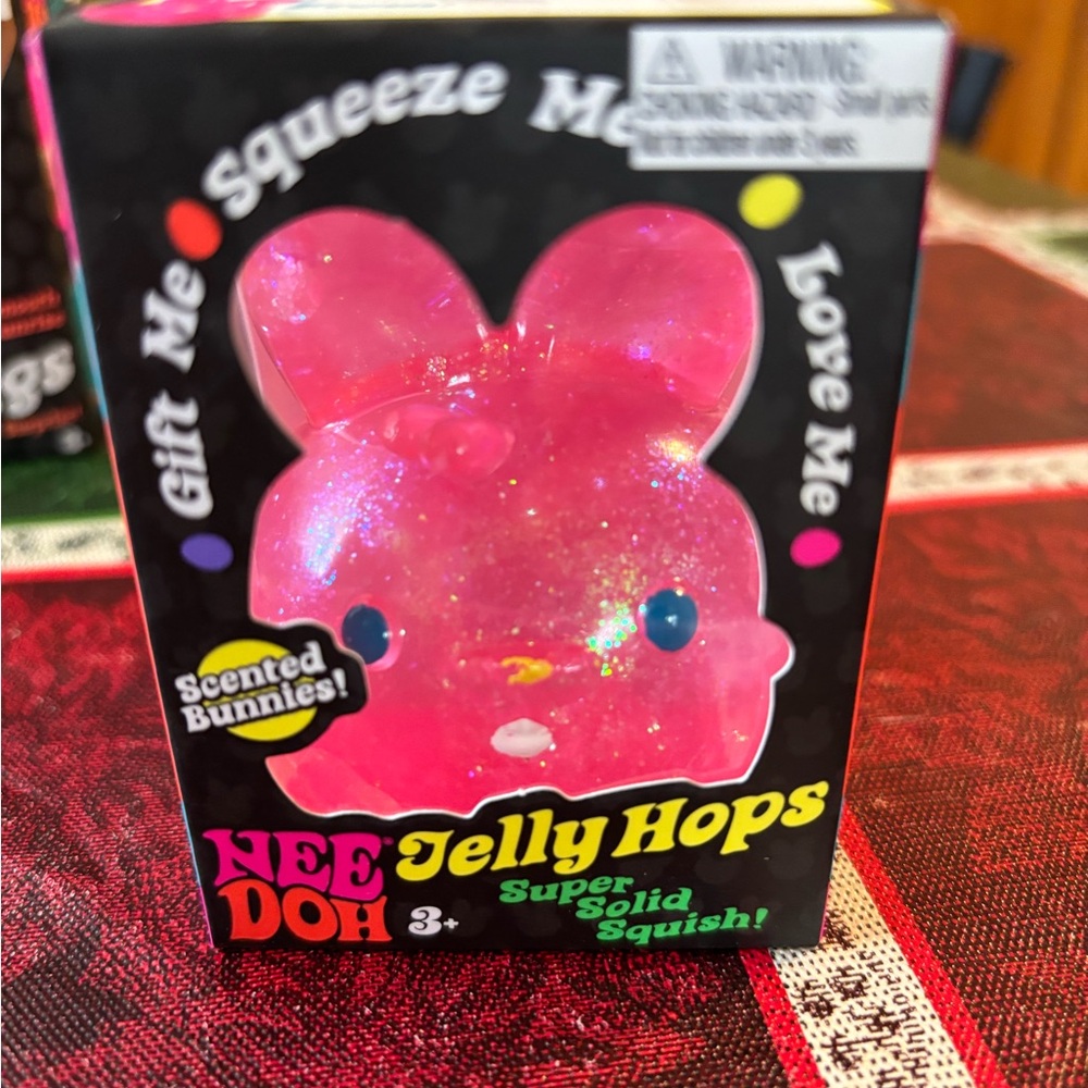 Nee Doh Jelly Hops Pink Glitter Bunny Squishy